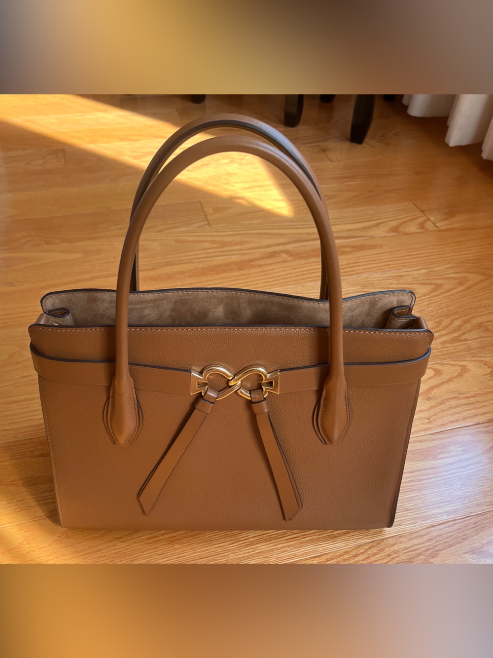 kate spade Brown Leather Satchel with Gold Accent Knot